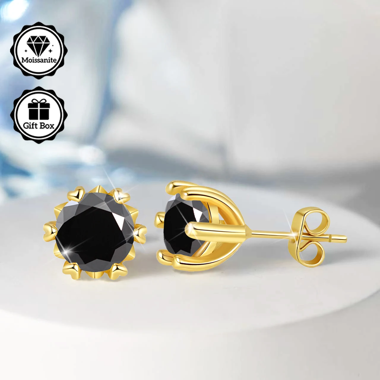 

LAMVOICE 2 carat moissanite Hypoallergenic jewelry for women/stud earrings with earrings christmas Geometric Earring JEWELRY