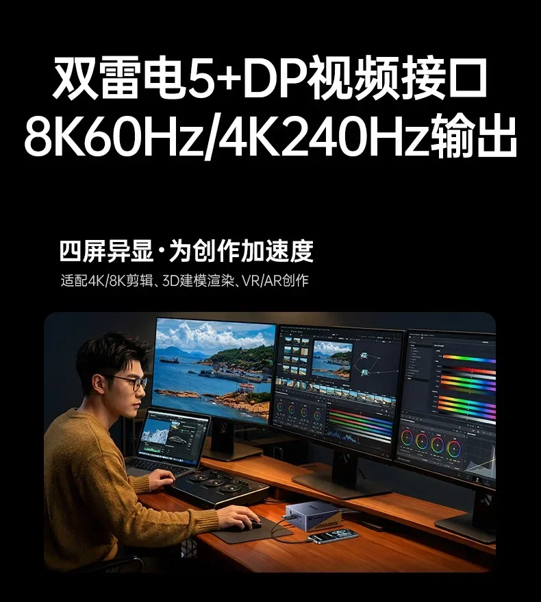 UGREEN Maxidok TB5 Thunderbolt 5 Docking Station DP2.1 Dual 8K Four‑Screen Output 17‑in‑1 Desktop Dock Station 140W PD Charging