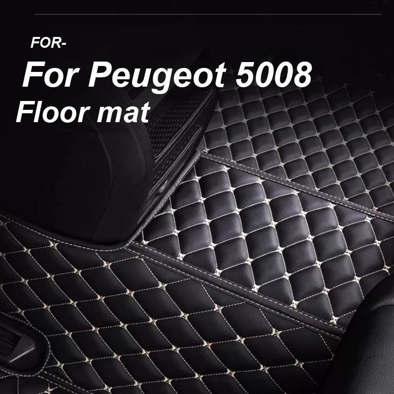 

LUXURY Car Mats Floor For Peugeot 5008 P87 2017~2023 7seat Leather Mat Car Floor Mats Universal Waterproof Cocho Car Accessories
