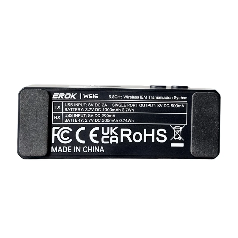EROK WS16 Wireless IEM System 5.8GHz Low Latency Stereo In Ear Monitor Transmitter Receiver with Charging Case for Musicians