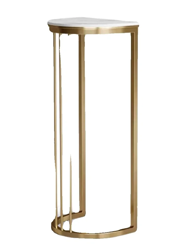 

Minimalist modern stainless steel flower rack storage , rock panel flower table art flower next to living room TV cabinet