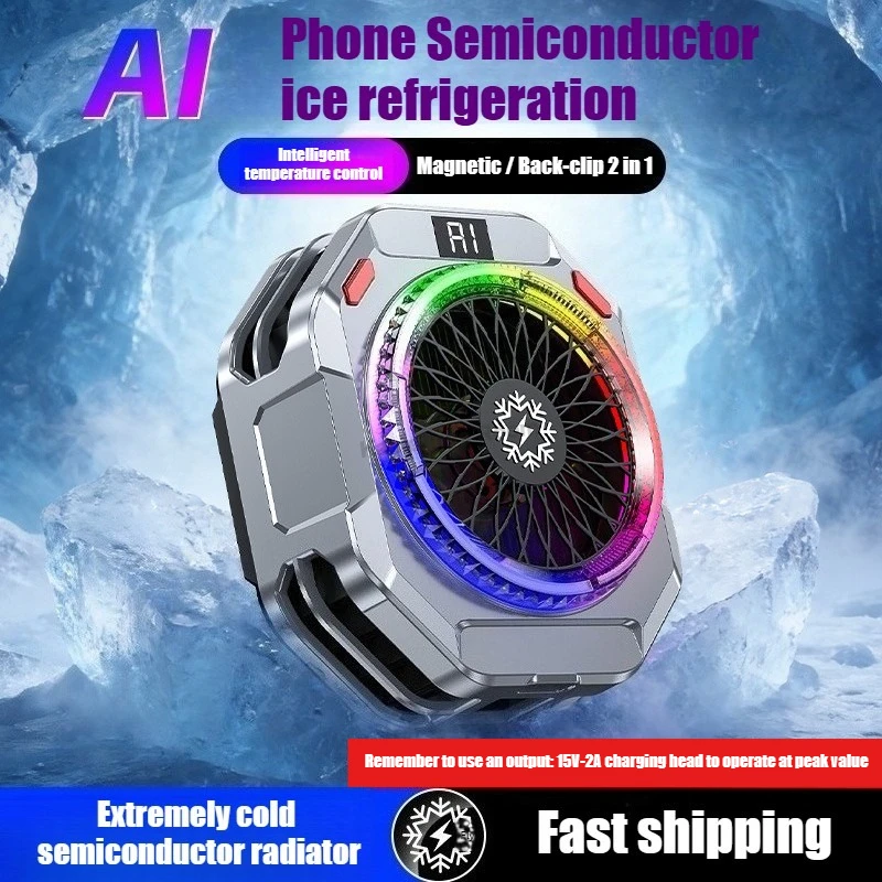 TH28 Semiconductor Phone Cooler 15V/2A High Powerful Cooling Radiator Multi Gears Adjustable Temperature Control with RGB Lights