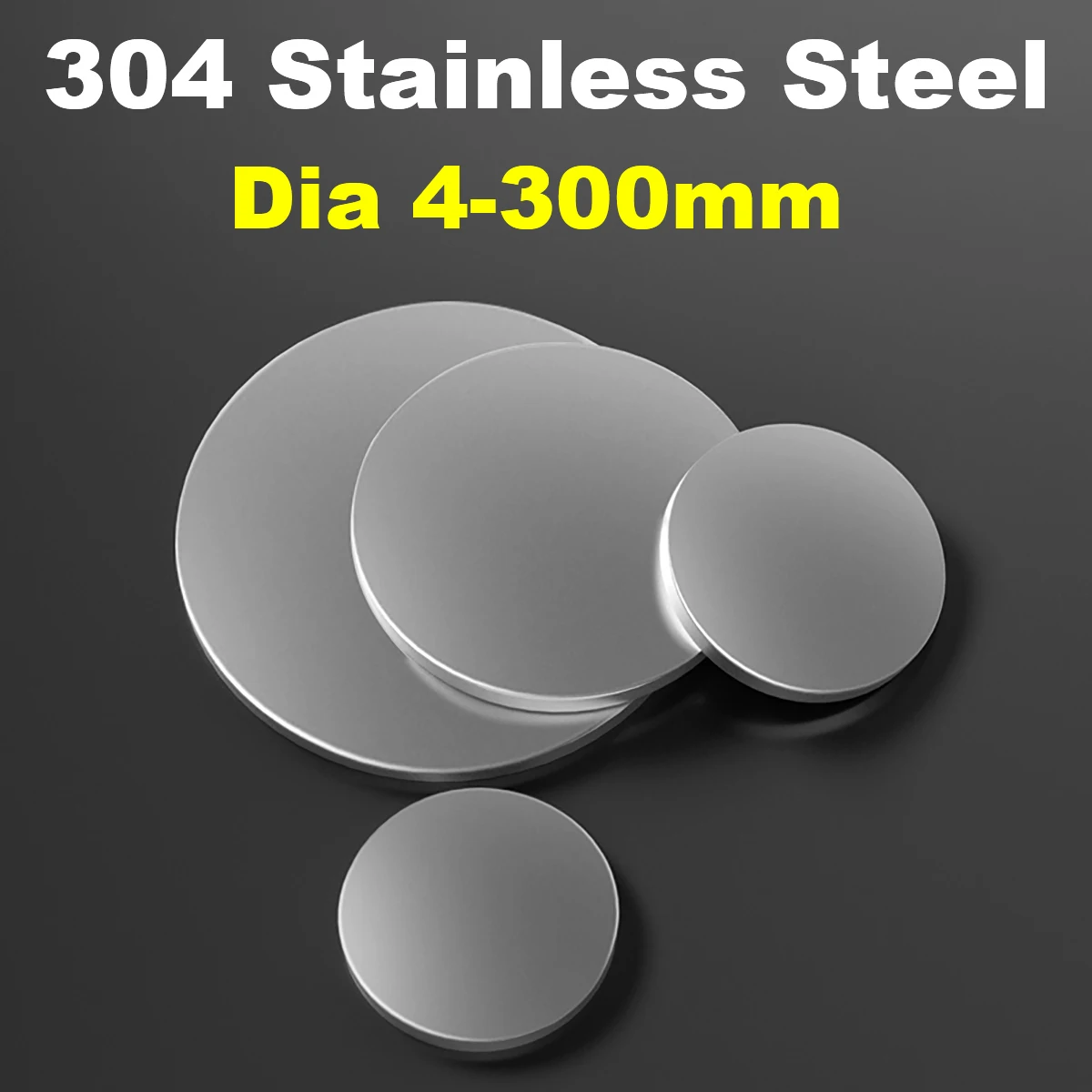 304 Stainless Steel Round Sheet Dia 4-300mm Thick 0.5-4mm Circular Sheet Disc Solid Flat Pad