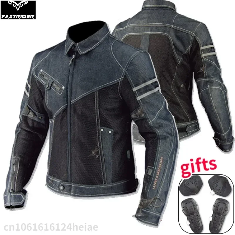 

Motorcycle Racing Suit for Summer Breathable Mesh Fabric Motorcycle Jackets Knight Riding Denim Clothing All Seasons