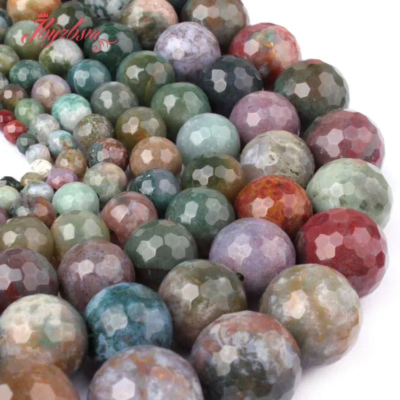 Natural Indian Moss Agate Round Stone Beads 15 inches for DIY Accessories Necklace Bracelet Jewelry Making Beads 4/6/8/10/12mm