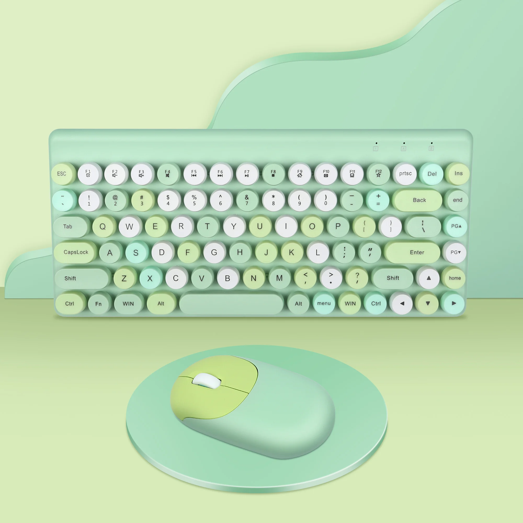 Tastiera e Mouse Wireless 2.4G Set Keycap rotondo combo Mouse tastiera Wireless muto per Computer Laptop PC Desktop Windows