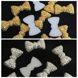 Hot 40 pieces gold silver bow resin flat back wedding scrapbook party decoration head jewelry accessories