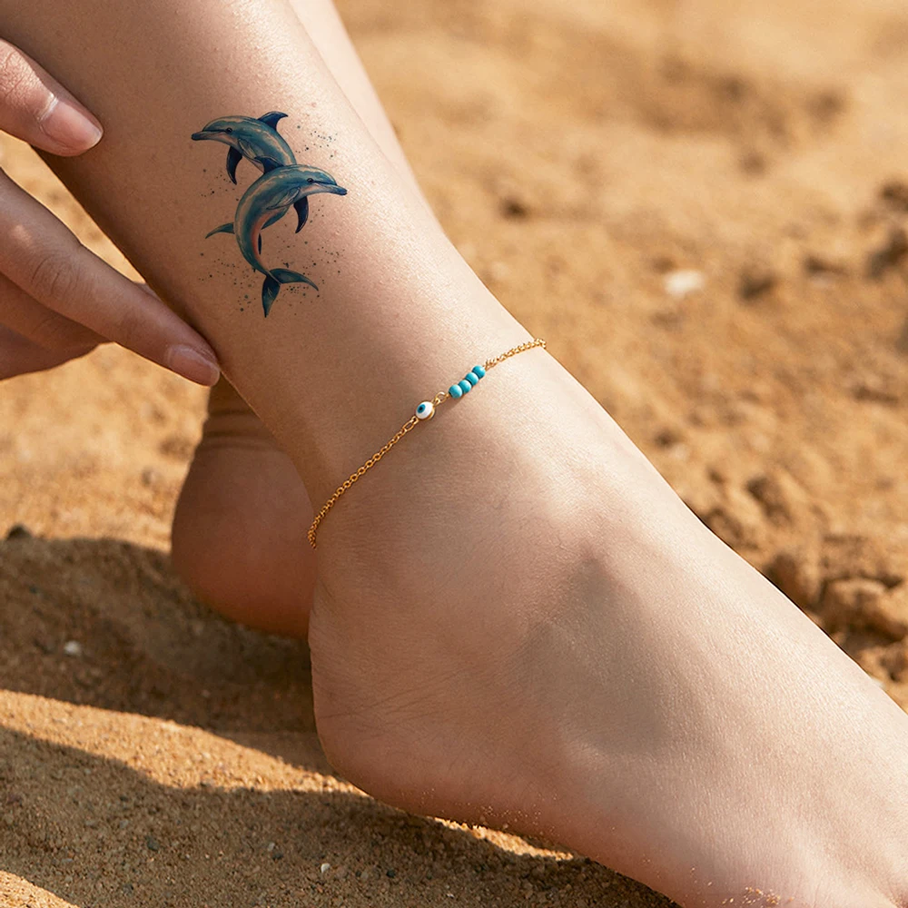 30 قطعة ملصقات الوشم مقاوم للماء لليد الأخطبوط قنديل البحر الحوت القرش المحيط موضوع الوشم المؤقت هيئة الفن لطيف وهمية الوشم