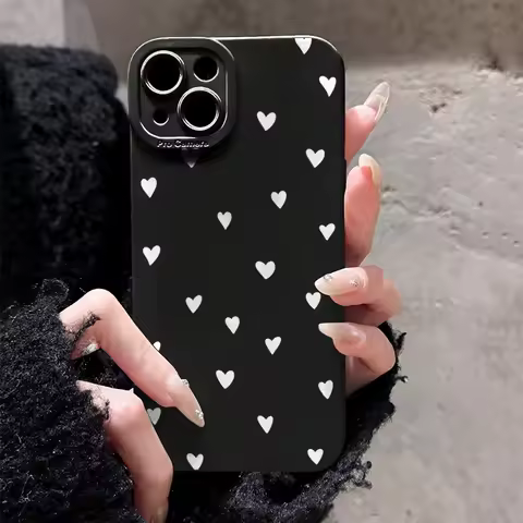 White Small Love Heart Phone Case For Samsung Galaxy A15 A35 A54 A55 S20 S21 S22 S23 S24 S25 Plus Ultra FE Soft