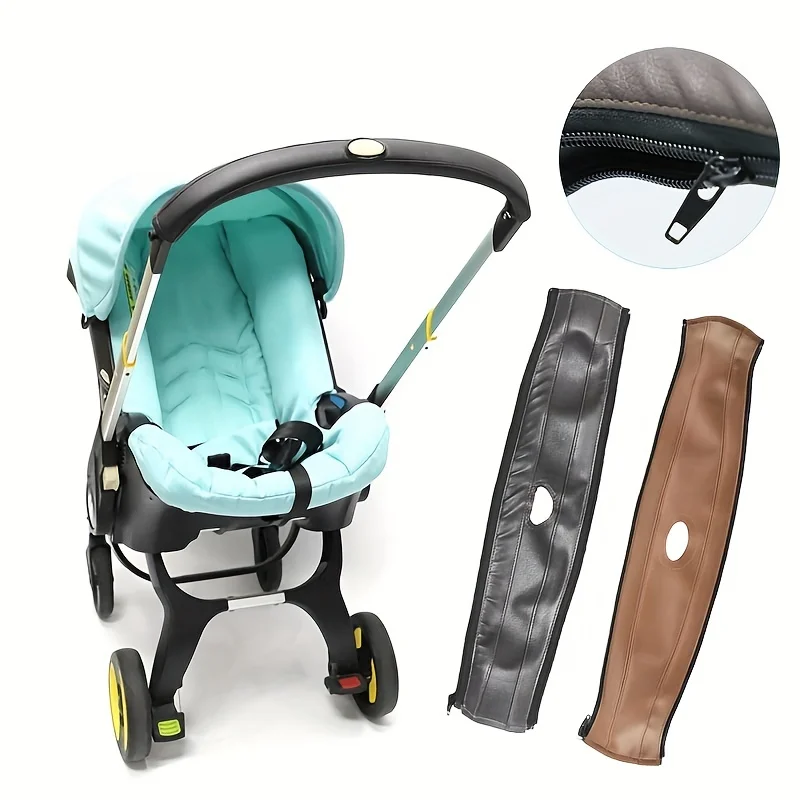 Stroller Handle Cover Handle Sleeve Cover Removable PU Leather Bumper Handlebar Sleeve Protect Case for Baby Stroller Dust-Proof