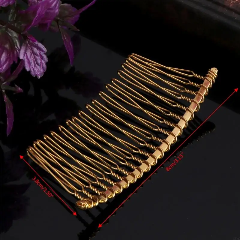 

L5YC Wedding Veil Side Comb Metal Blank Hair Clips DIY 20 Teeth Bridal Hair Accessory