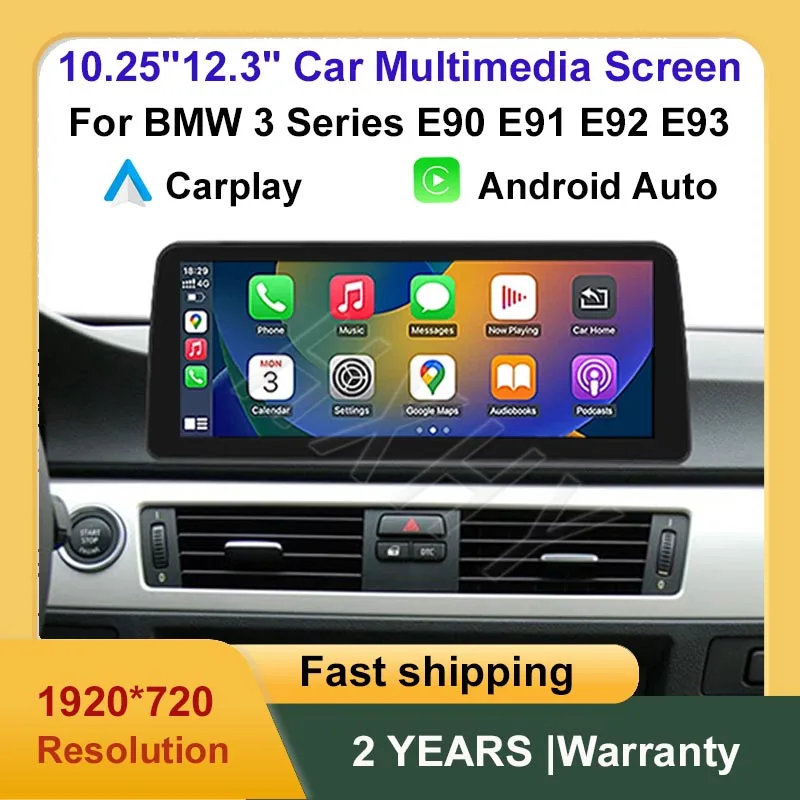 Android Auto Inalámbrico CarPlay para BMW Serie 3 E90 E91 2007-2011 Pantalla Táctil Multimedia para Auto