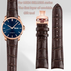20 21mm The first layer of cowhide leather curved interface strap black brown watchband For Mido BELLUNA M024407A m024630a M024
