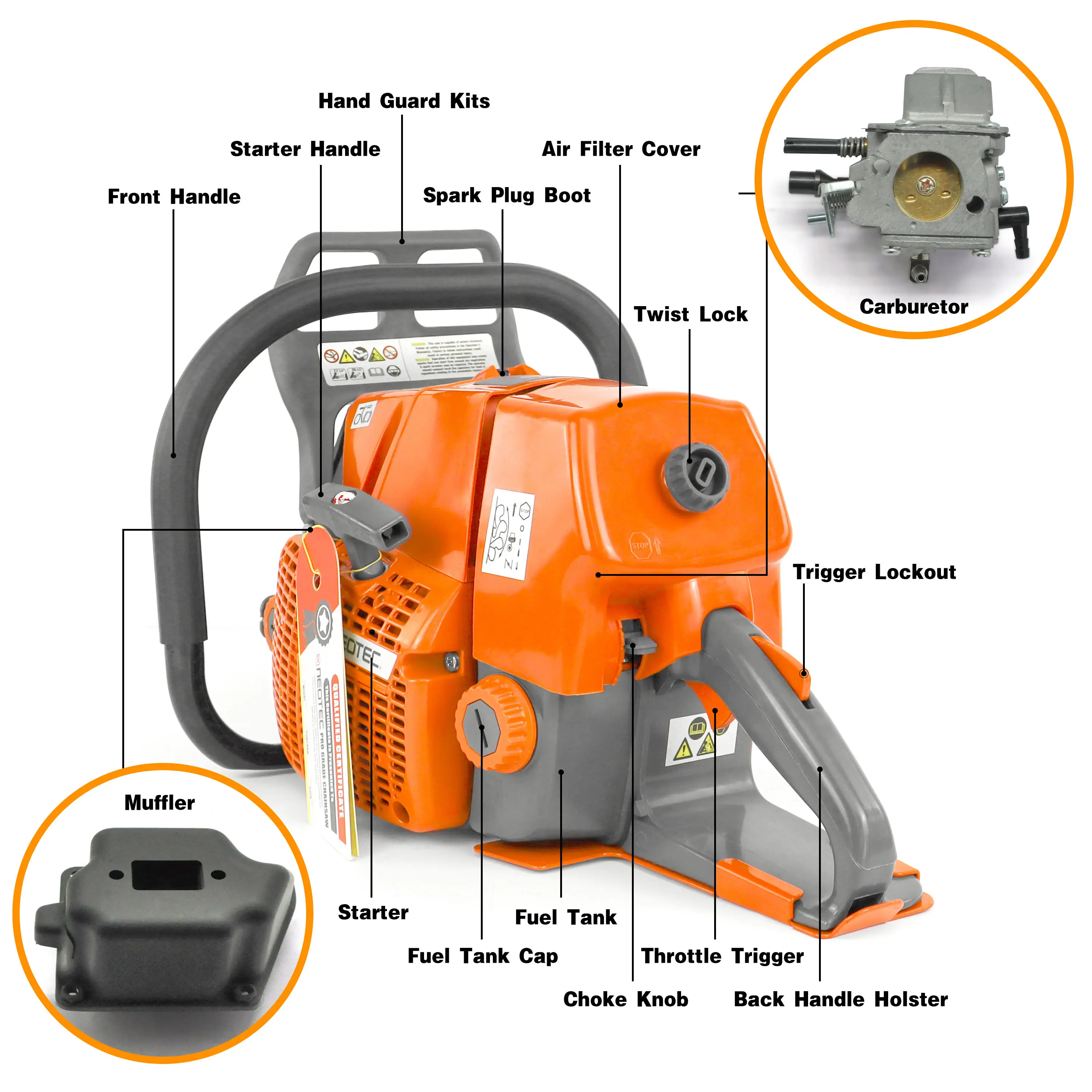 92CC China supplier wholesale powerful petrol chain saw for STL ms660 066 tree cutting chainsaw