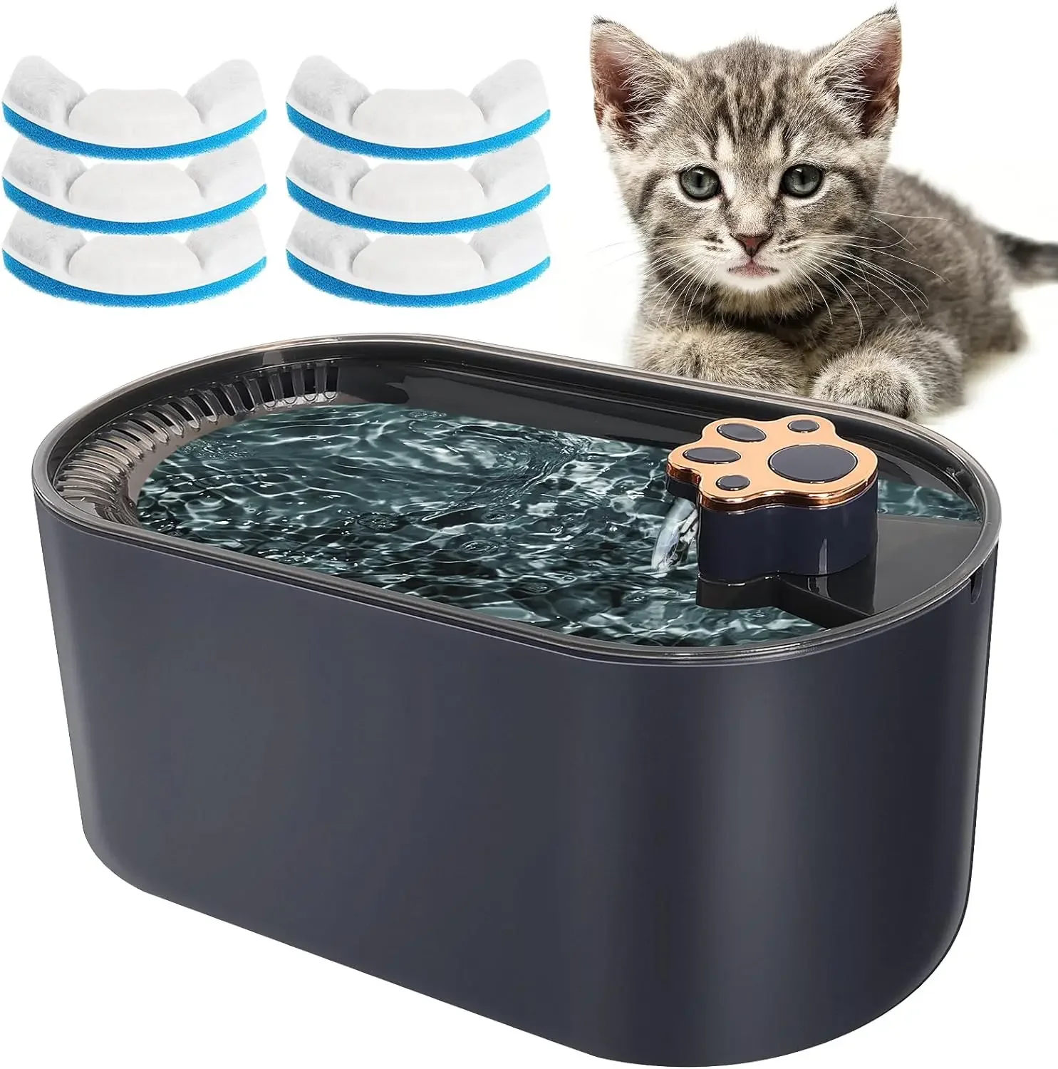 3L Cat Water Fountain Filter Smart Automatic Pet Dog Water Dispenser Faucet Design Anti-Sputtering Cat Drinking Fountain