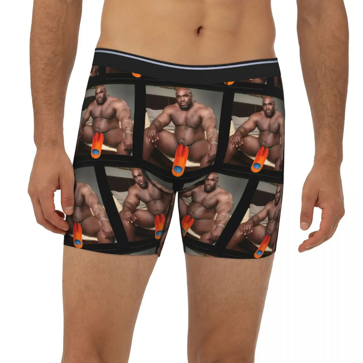 

Big Dick Black Guy Meme Barry Woodses Long Boxer Underpants Short Men's Panties Ventilate Underwear for Homme Man Boyfriend Gift
