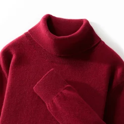 Autumn And Winter New 100% Pure Wool Men's High-Necked Knitted Bottoming Shirt Plus Size Sweater Lapel Shirt