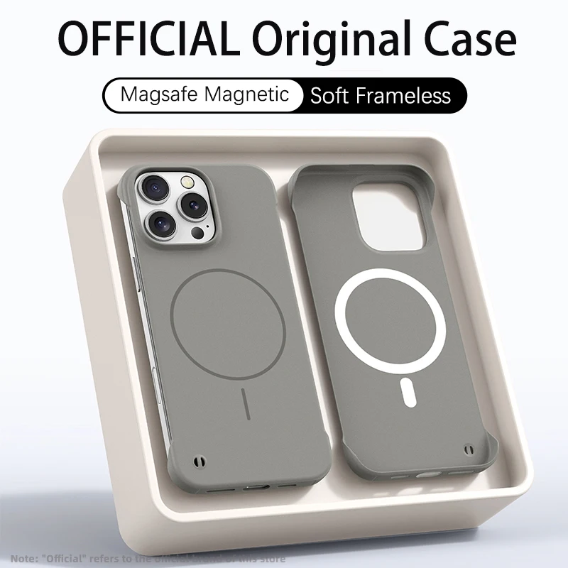 Ultradunne PC Matte Frameloze Case Voor Magsafe iPhone 17 Air 16E 16 15 14 13 12 11 Pro XR XS Max Plus Magnetische Schokbestendige Cover