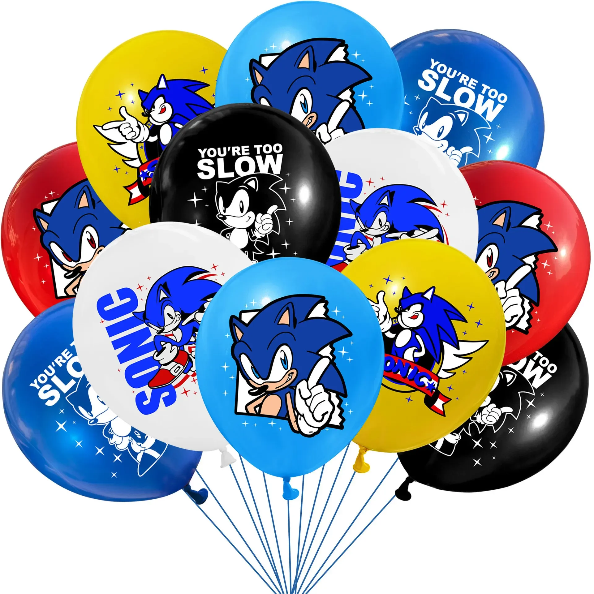 12pcs Sonic The Hedgehog Cartoon Balloons Set Games Anime Figures Sonic Latex Balloon Toys Kids Birthday Party Decorations Gifts