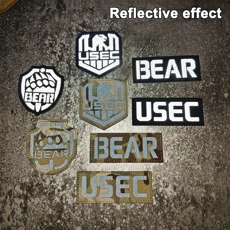 1 Uds Escape From Tarkov hebilla reflectante pegatina de correa insignia USEC BEAR insignia de brazo mochila táctica puntas insignia de aire