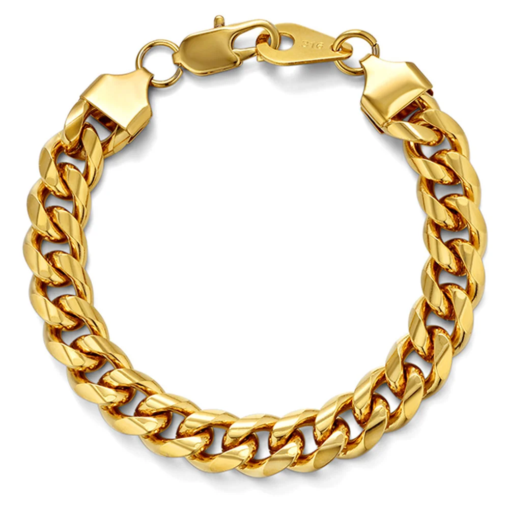 Punk Mode Cuban Link Armband Männlich Gold Silber Farbe Edelstahl Hand Kette Armband Für Männer Kühlen Hip Hop Schmuck Geschenk