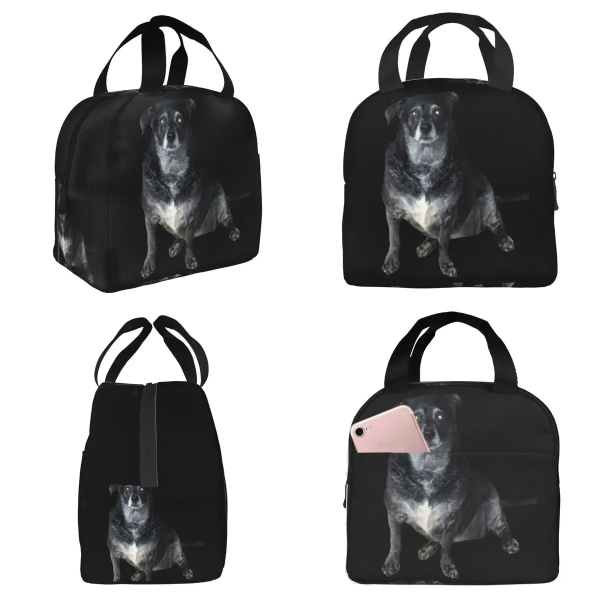 

Puppy Dog In Black Background Insulated Lunch Bag for Kids School Cooler Thermal Food Box Tote Portable Lunch Boxes Container