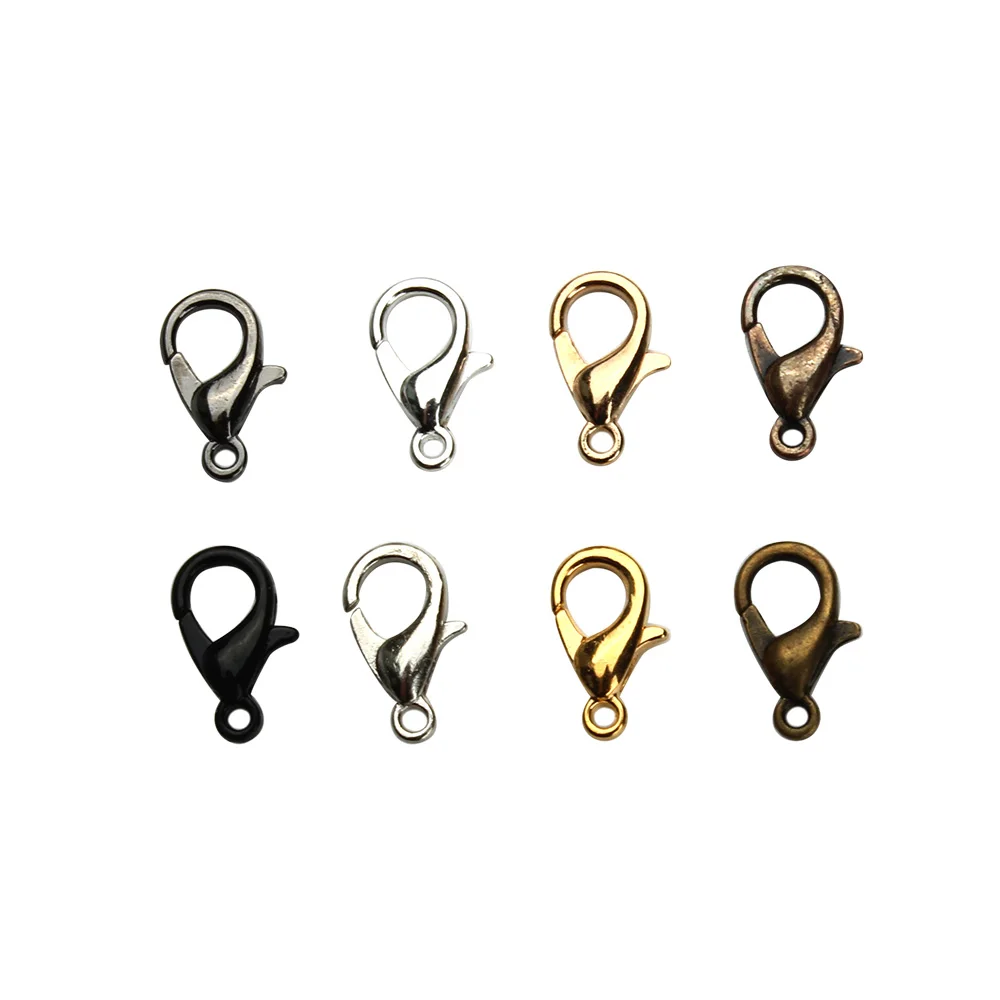 30-50pcs Lobster Clasp Hooks Plated 7 size Zinc alloy for Bracelets Necklaces making DIY Chain Closure Accessories Finding