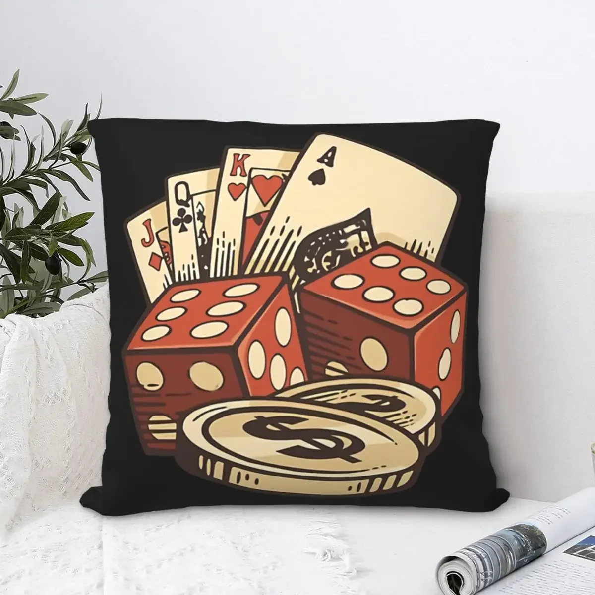 Cards And Dices Throw Pillow Case Hip Hop Short Plus Cushion Covers For Home Sofa Chair Decorative Backpack