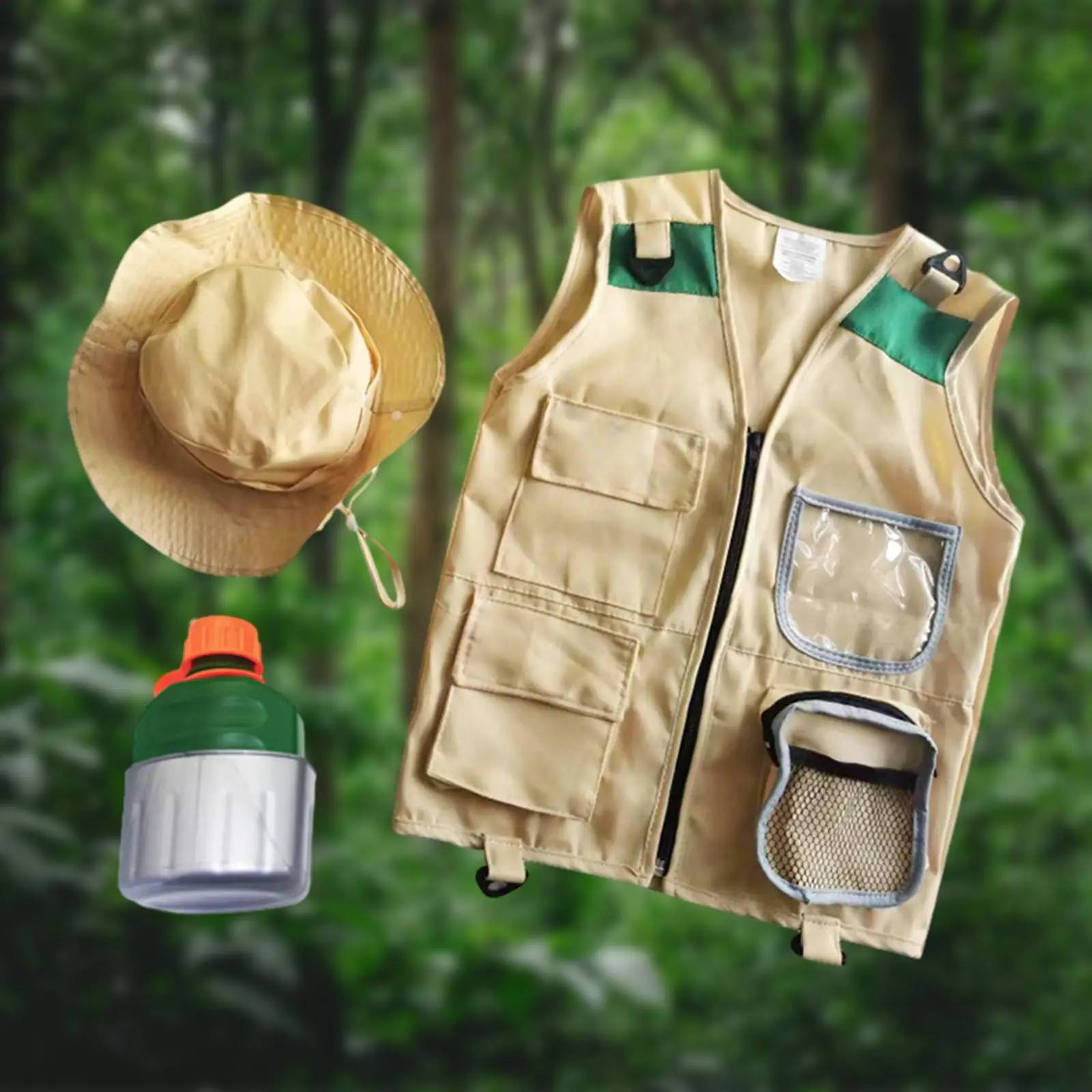 

Children Cargo Vest and Hat Set Dress up Kids Outdoor Activity Explorer Kits for