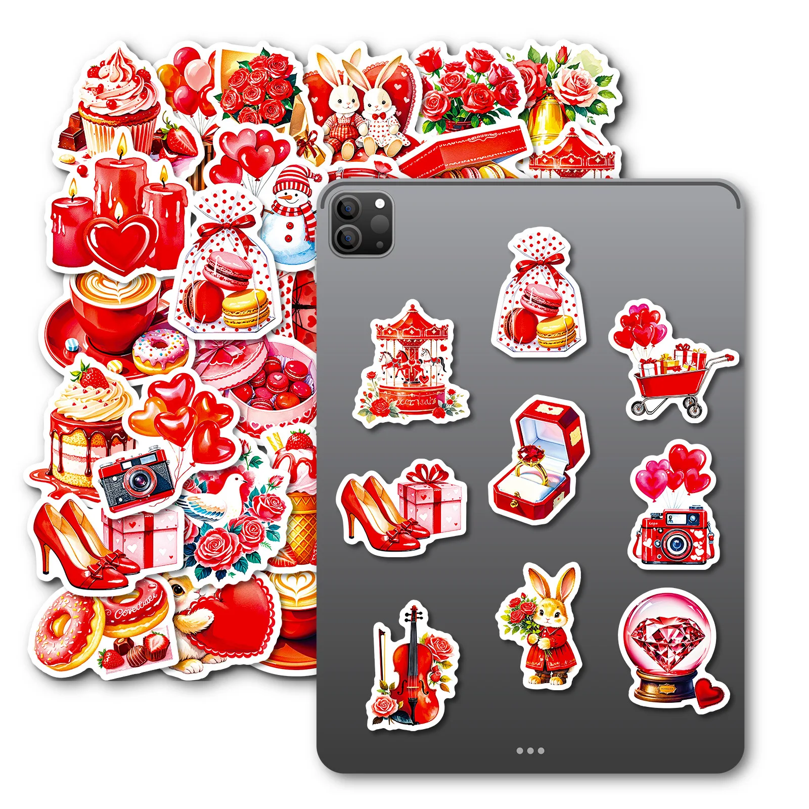 56 قطعة من ملصقات الكتابة على الجدران الجديدة من سلسلة اعتراف الأحمر اللطيفة لمحبي الرسوم المتحركة هدية رومانسية ملصقات تزيين لدفتر القرطاسية