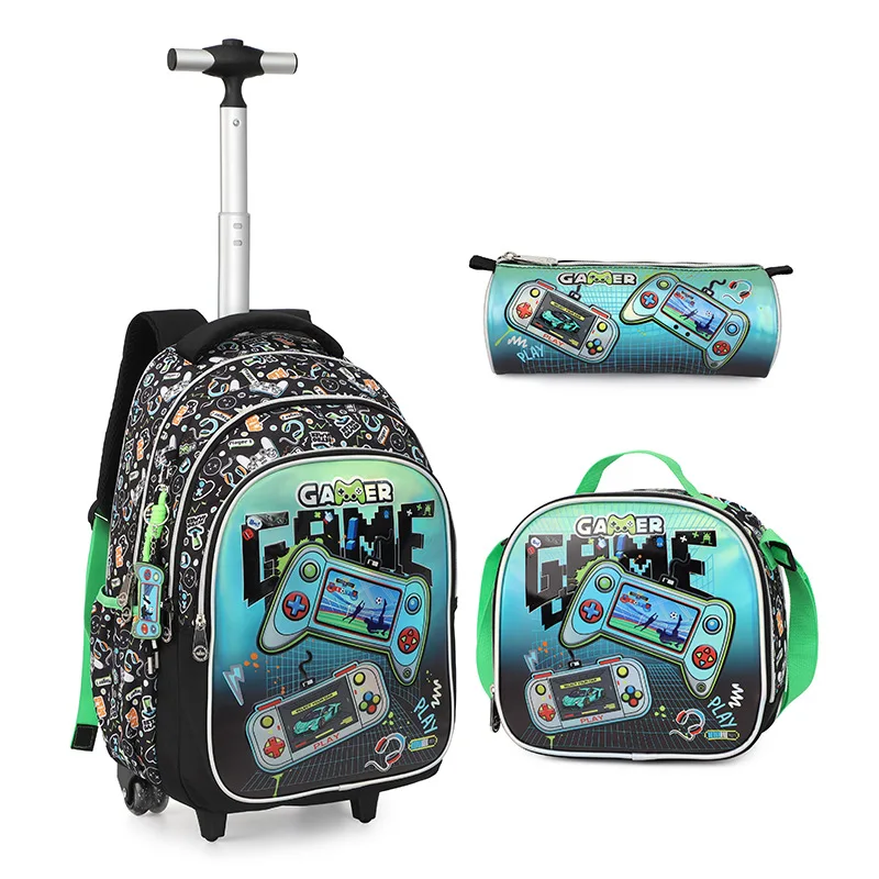 School Backpack set Rolling Backpack for Boys School Students Wheeled Backpack Trolley Bag With Wheels Travel Luggage Book Bag