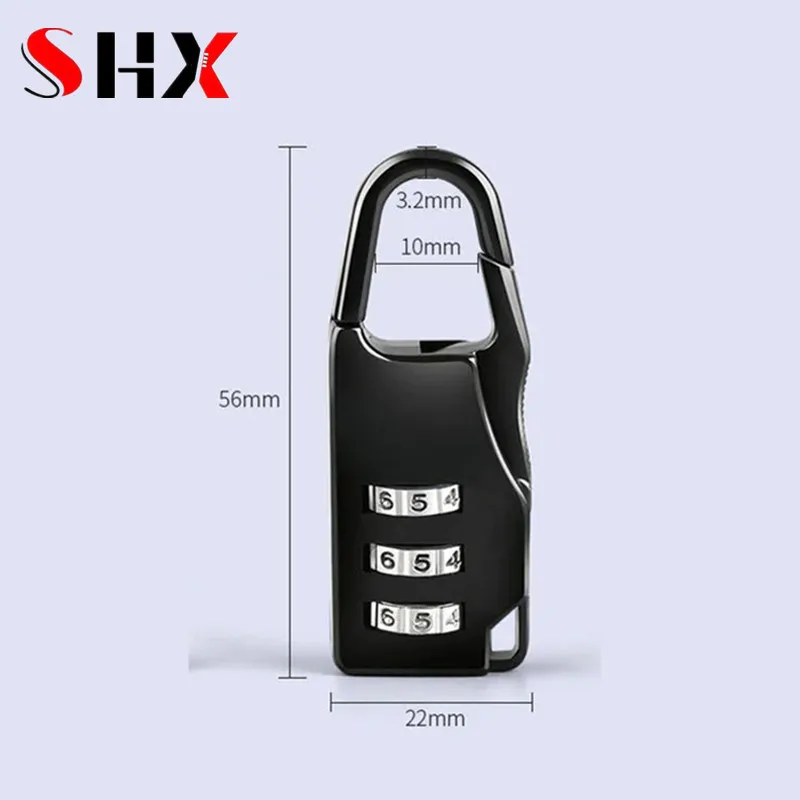 Mini 3 Combination Lock Candado Dial Digits Code Number Password Padlock Safety Travel Security Lock Luggage Lock Padlock Gym