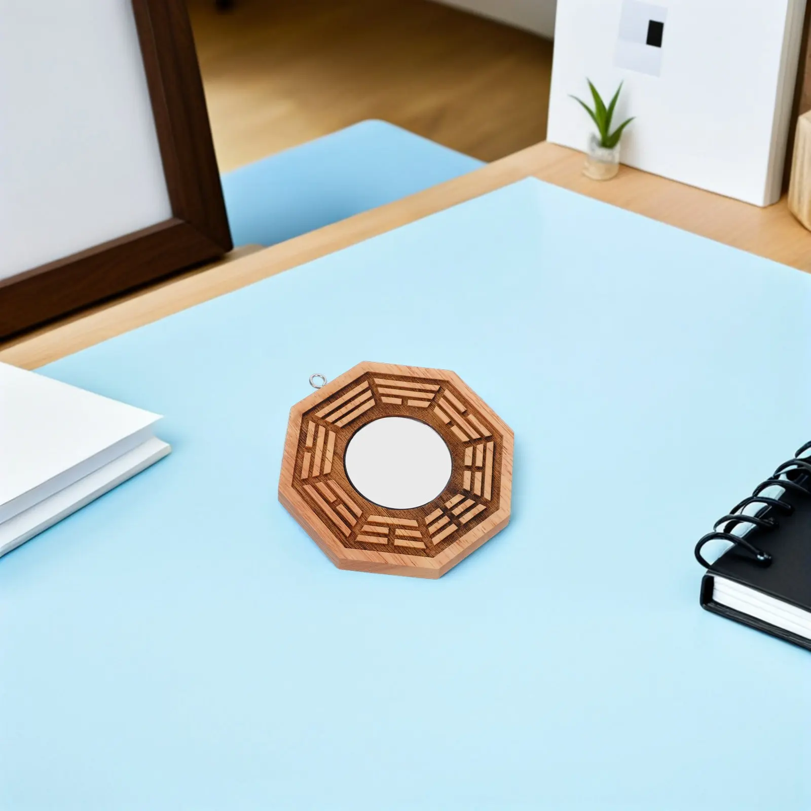 

Wooden Bagua Mirror Feng Shui Pendant Chinese Convex Door Mirror Home Protection Charm Lucky Ornament Prosperity Harmony