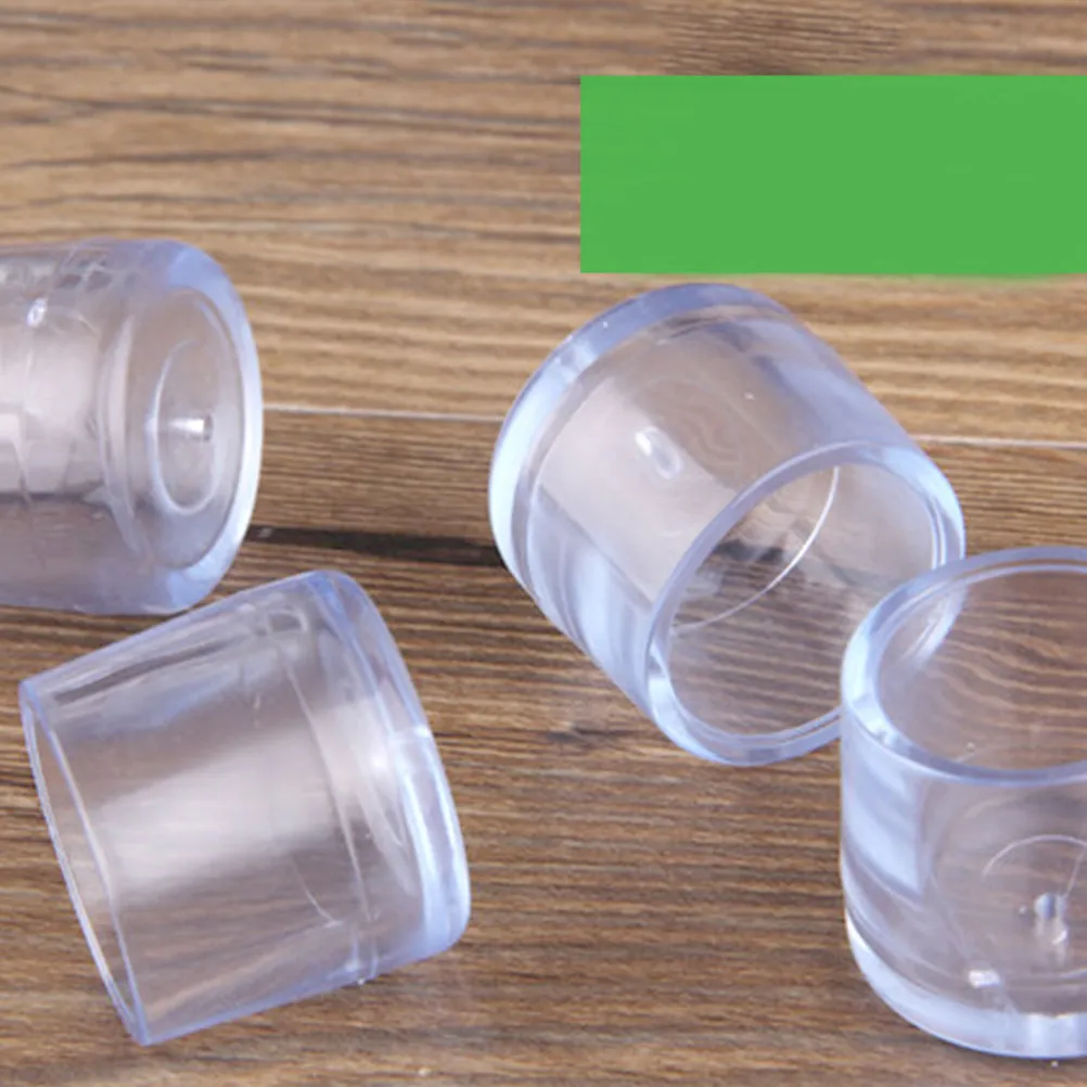 8Pcs Transparent Plastic Chair Leg Caps Round Shape Furniture Feet Protectors for Hardwood Tile Laminate Vinyl Floors Silent