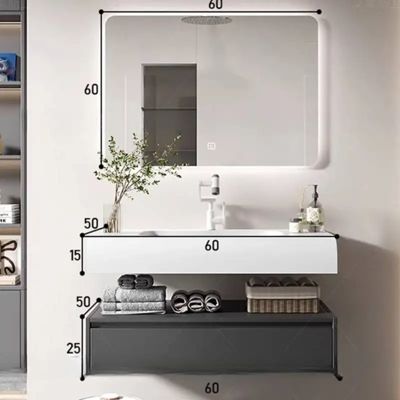 Luxury Light Bathroom Storage Cabinet Mirror Organizers Bathroom Storage Cabinet Smart Ceramic Meuble Salle De Bain Furniture