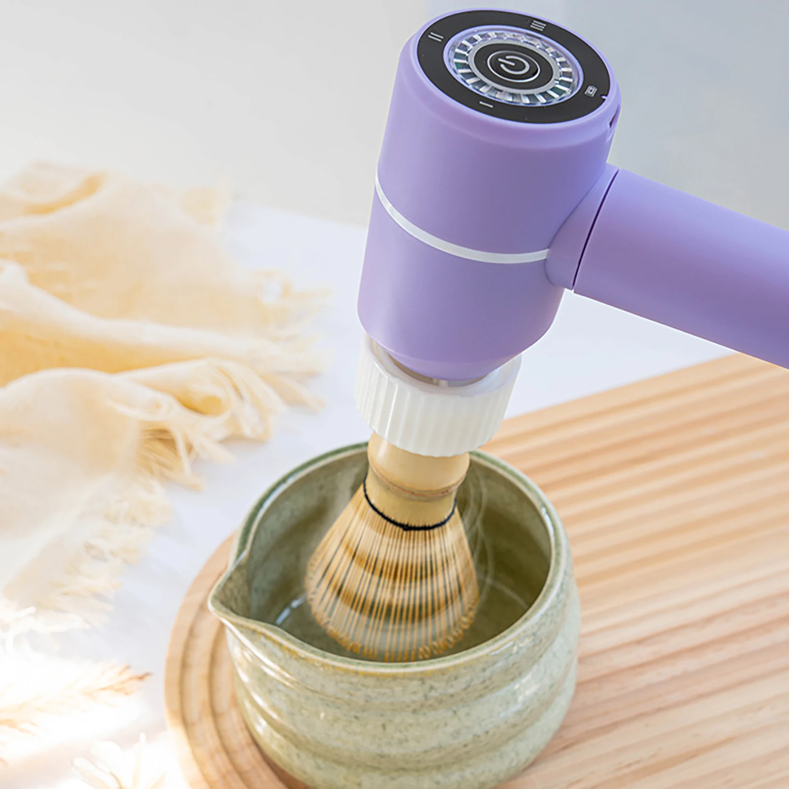 Cepillo Matcha eléctrico inalámbrico, ajuste de tres velocidades, máquina de dispositivo de cepillo batidor de té eléctrico recargable tipo C de bajo ruido