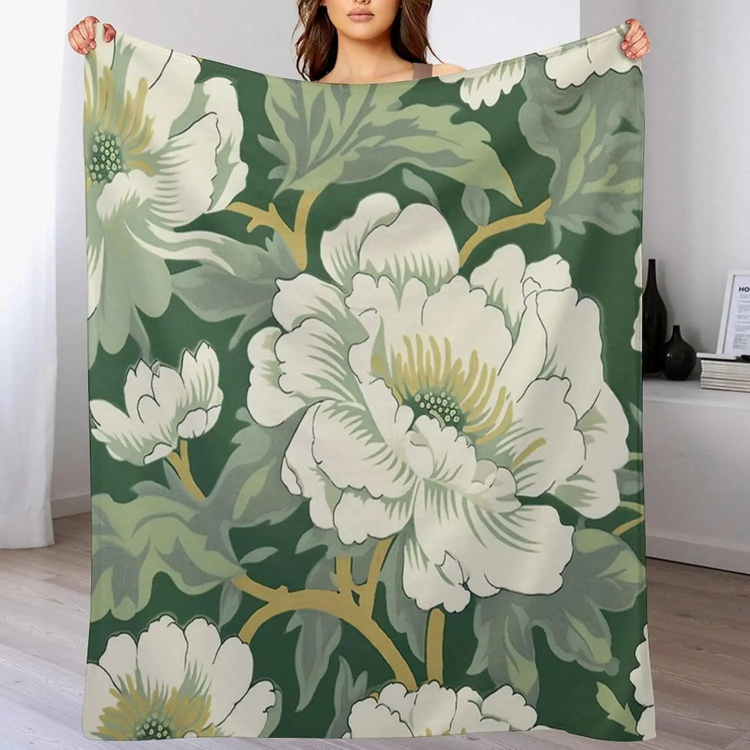 

Green Plants and Flowers Blanket Super Soft Throw Blankets for Couch Bed Home Decor Bedroom Accessories Gifts for Women Girls