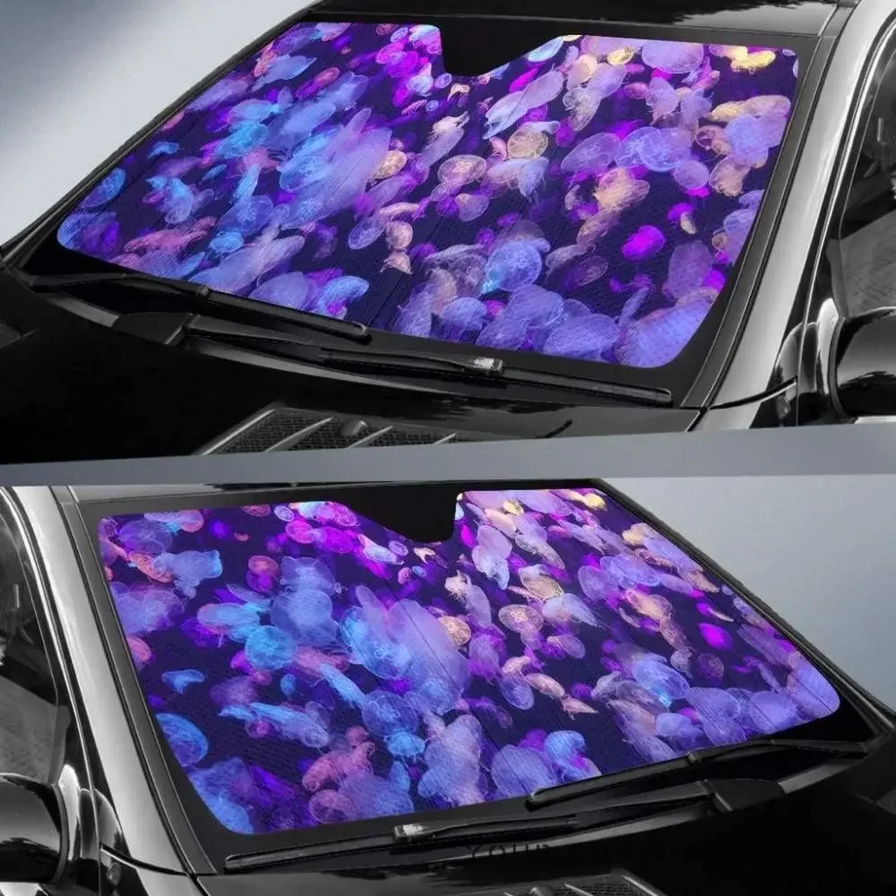 Car Sunshade Beautiful Purple Jellyfish Sea Animal Lover Car Sunshade, UV Protection Windshield Visor