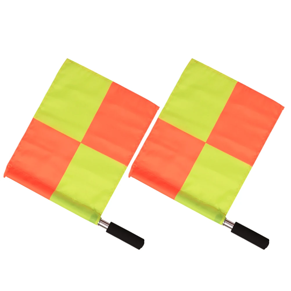 

2pcs Soccer Flags Polyester Checkered Lineman Flag Handheld For Referees Linesmen Outdoor Sports Durable Visible Bright