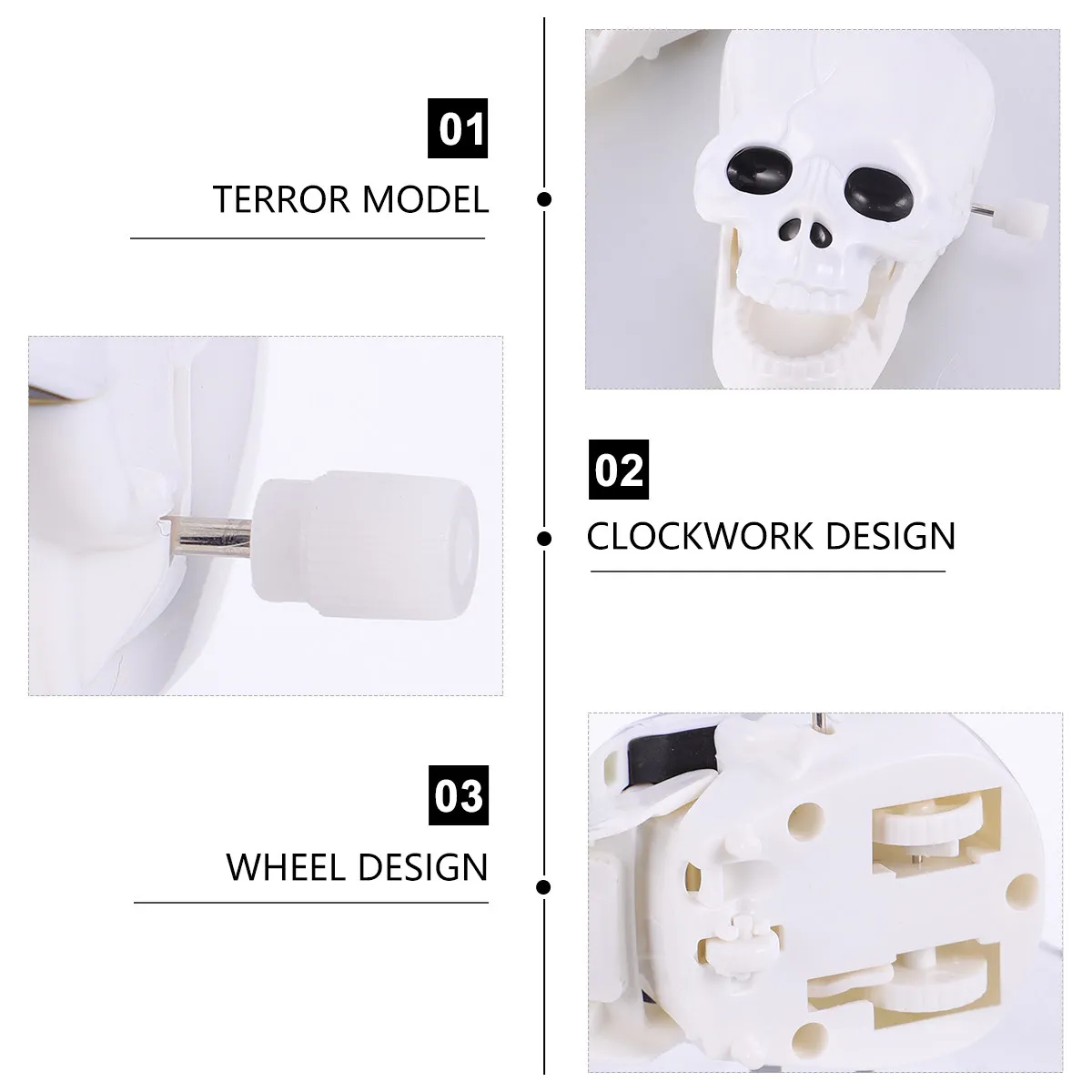 

5Pcs Halloween Wind Up Skull Clockwork Rotary Sliding Motion Decorations for Halloween Party Clockwork Toy Wind Up Toys
