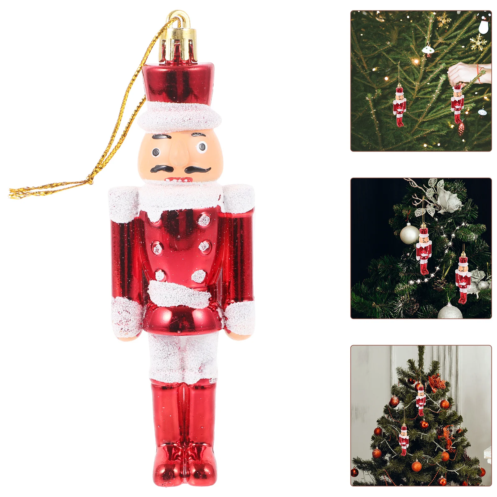 

2Pcs Small Nutcracker Soldier Modeling Design Plastic Xmas Pendant Not Easy to Break Christmas Decoration