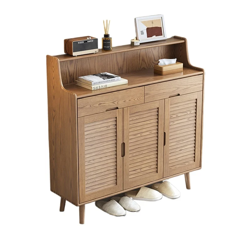 Dust Cover Narrow Shoe Cabinet Design Strong Space Saving Shoe Organizer Storage Solid Wood Porta Scarpe Furniture For Home