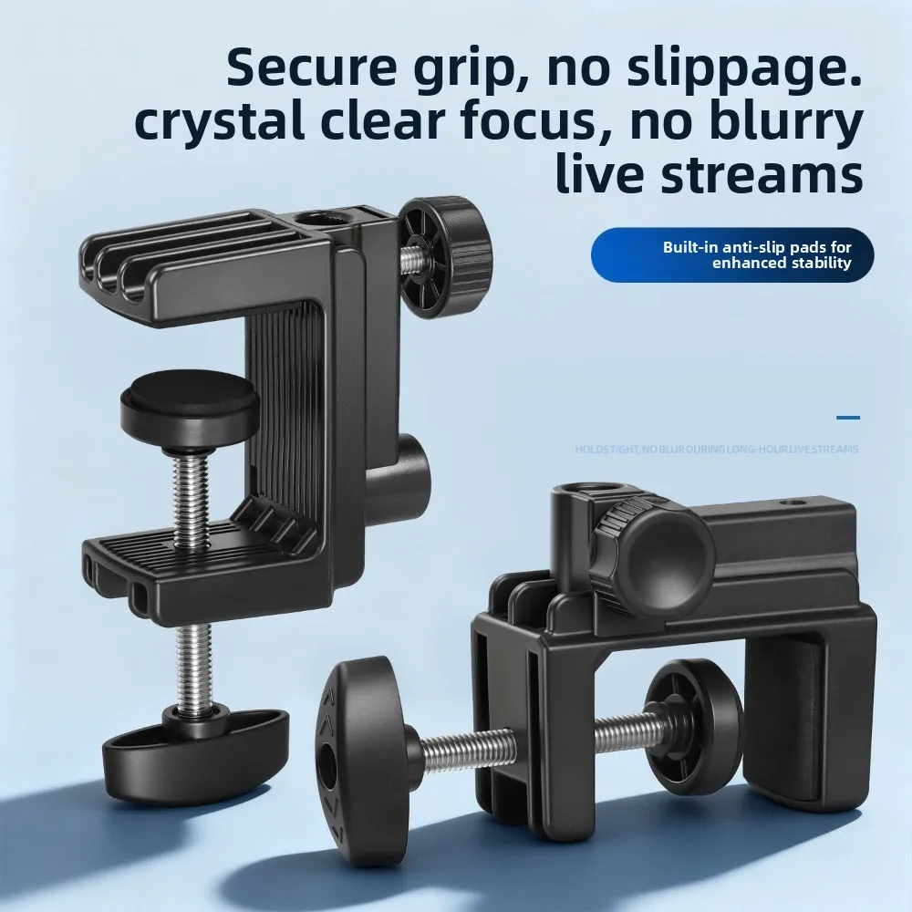 

With Fill Light Telescopic Phone Stand Stable Portable Mobile Phone Holder Metal Adjustable Height Clamp Type Phone Holder