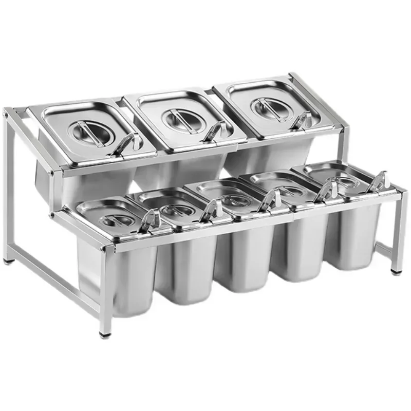 

Stainless Steel Self-Service Seasoning Counter for Commercial Restaurant Hot Pot Seasoning Self-Service Countertop Kitchen Equip