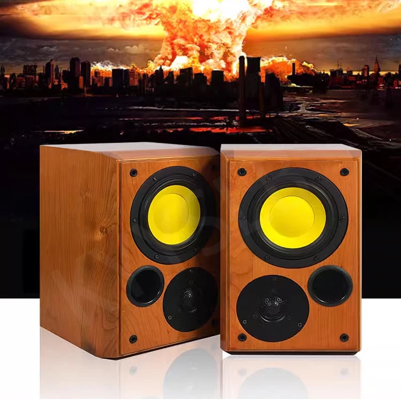 KYYSLB Home Fever Pure Wooden 8 inch Bookshelf Speaker High-quality Fever King Speakers Audio Monitor LoudSpeakers
