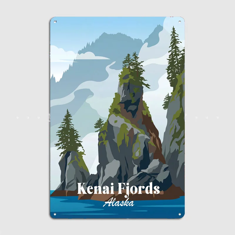 Kenai Fjords Alaska Travel Poster Metal Posters Living Sign Indoor Outdoor Room Decoration Home Bar Decor Wall Decor