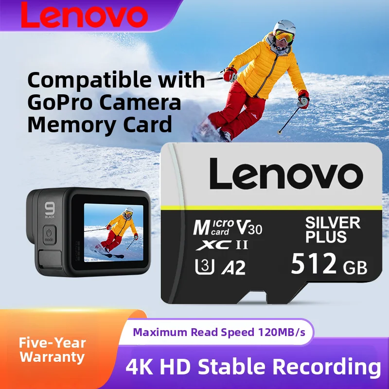 Lenovo SD Memory Card 512GB 128GB 256GB Micro TF SD Card V60 U3 Flash Cards TF Card Memory Microsd For Insta360 DJI Drone Switch