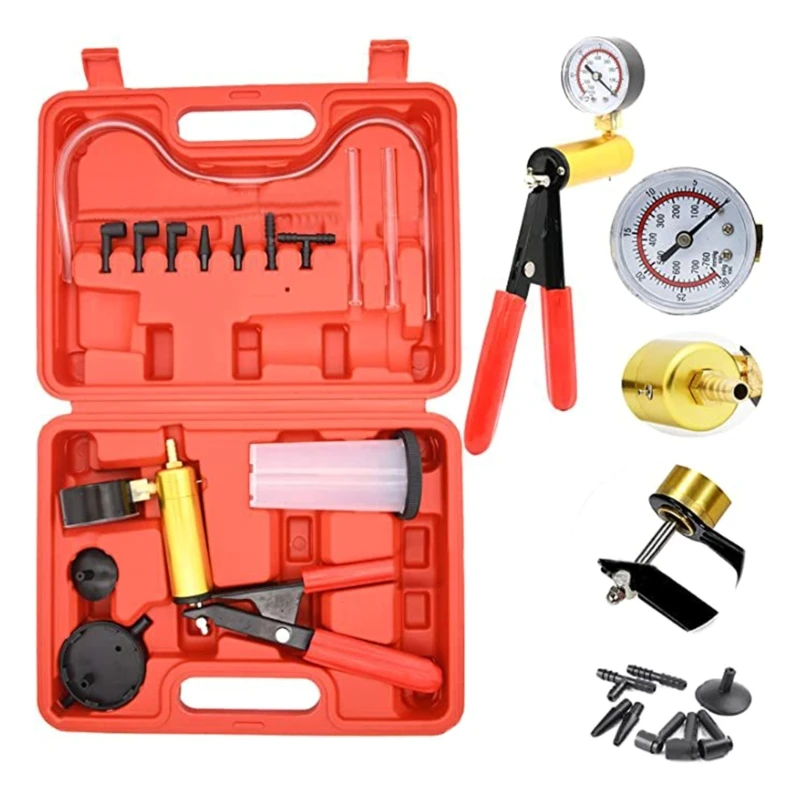 

Auto Handhelds Vacuum Pressure Brake Bleeder Adapters Fluid ReservoirTest Bleeding Tool Set Vacuum Tester