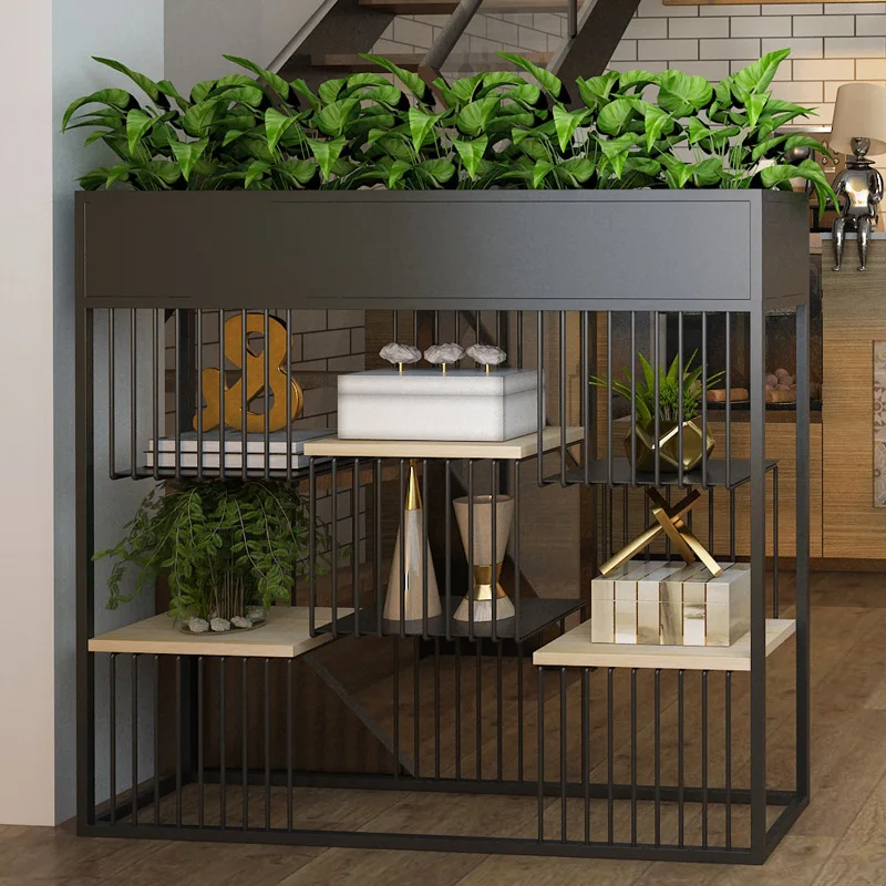 Loft industrial wind partition flower stand green dill balcony decorative frame floor rack flower slot flower rack multi-layer