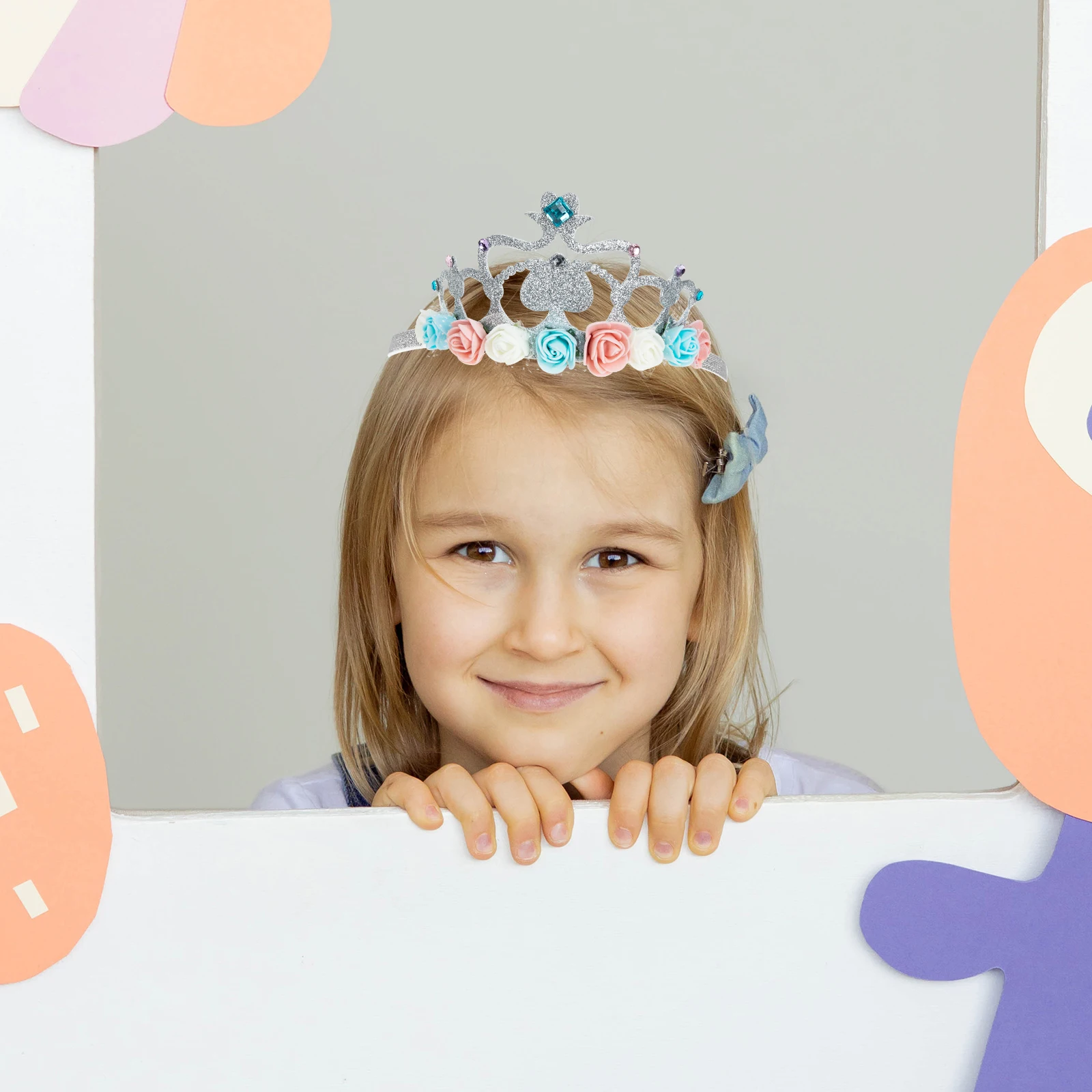 

1pcs Crown Flower Headband Bright Color Birthday Hairband Party Crown Headdress For Dress Up Accessory Safe Durable
